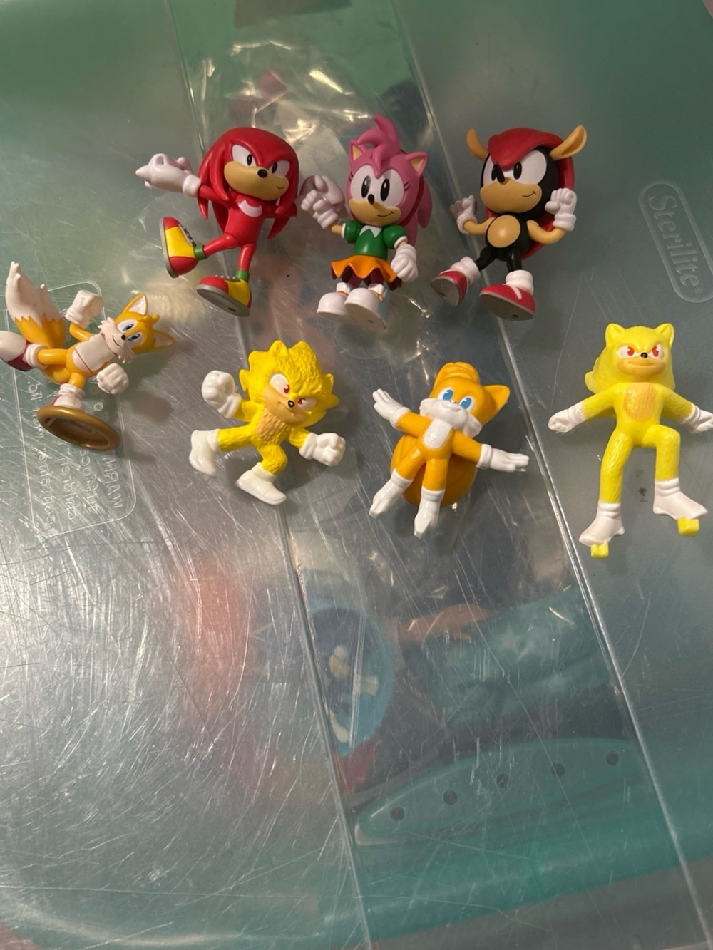 Sonic Character Mini Figure Set - Red, Pink, Yellow Action Figures